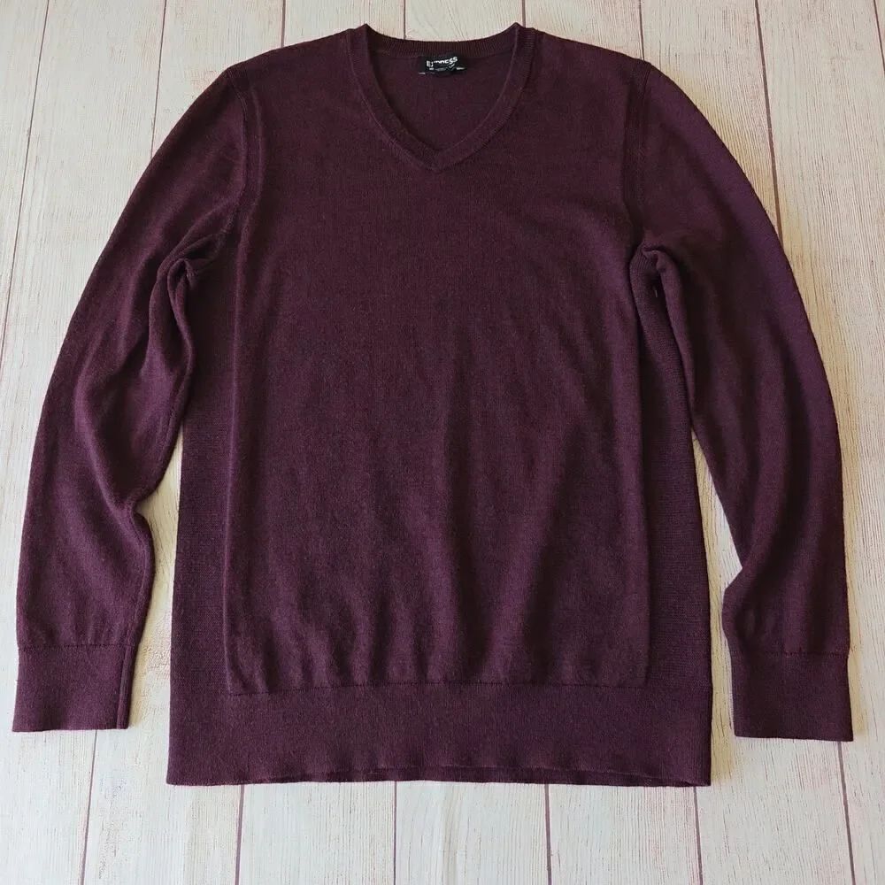 Express merino wool blend V-neck sweater sz M